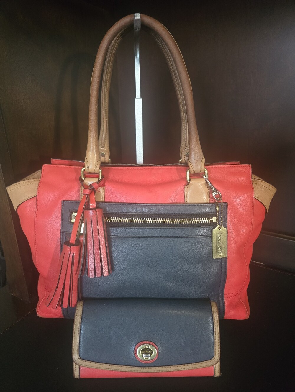 Coach Legacy Colorblock Candace Carryall Tote & Matching Turnlock Wallet Set